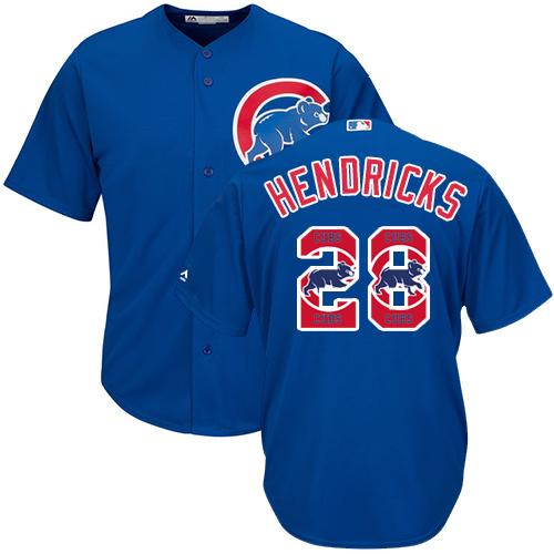 Cubs #28 Kyle Hendricks Blue Team Logo Fashion Stitched MLB Jersey